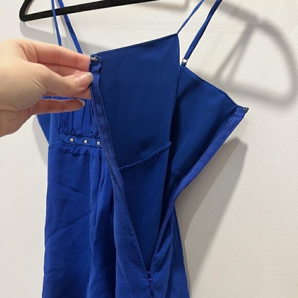 Vintage Armani Exchange Royal Blue Spaghetti Strap Babydoll Studded Y2K Tank Top - Picture 10 of 11